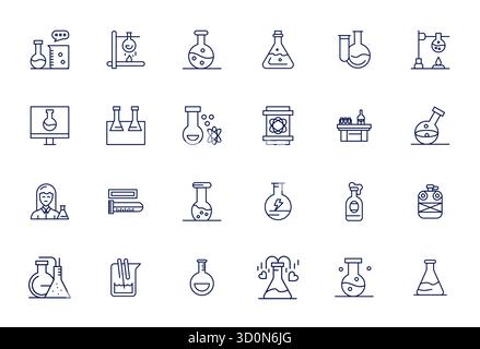 Ultime collection de 24 icônes vectorielles représentant Flask in Bold Line esthétique, optimisé avec la résolution Retina Ready Pixel alignée pour un maximum d'imp Illustration de Vecteur