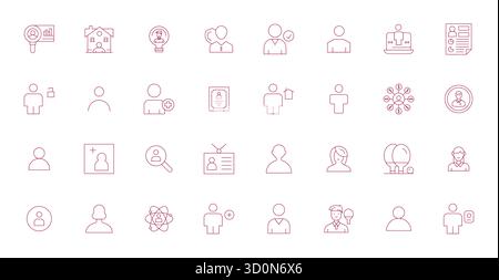 Magistralement créé 32 icônes vectorielles représentant l'individu dans la conception Thin Line, avec la résolution optimisée Retina Ready Pixel pour un vis exceptionnel Illustration de Vecteur