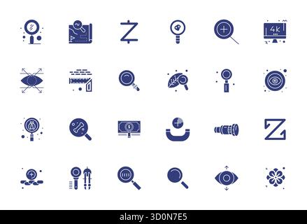 Pack innovant de 24 icônes vectorielles sur le thème du détail, présentant un design rempli en format 256x256 Grid ajusté pour des solutions numériques modernes. Illustration de Vecteur