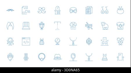 Ultime collection de 32 icônes vectorielles représentant style in Thin Line esthétique, optimisé avec la résolution Retina Ready Pixel alignée pour un maximum d'imp Illustration de Vecteur