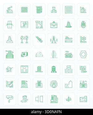 Pack prêt pour l'avenir de 42 icônes vectorielles sur le thème de la construction, présentant la conception Bold Line avec 64x64 affichage clarté parfaite pour l'utilisateur innovant Illustration de Vecteur
