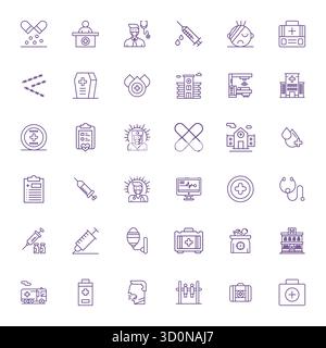 Collection Premium de 36 icônes vectorielles Bold Line pour Hôpital, méticuleusement conçu en 256x256 affichage d'une résolution parfaite pour un impact visuel supérieur. Illustration de Vecteur