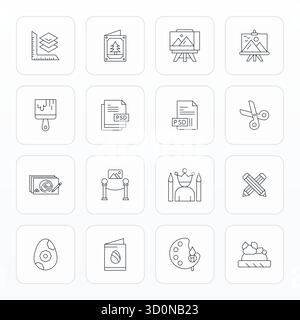 Télécharger 16 icônes vectorielles évolutives Thin Line conçues pour l'illustration, avec une résolution haute résolution optimisée par pixel adaptée pour les professionnels et c. Illustration de Vecteur