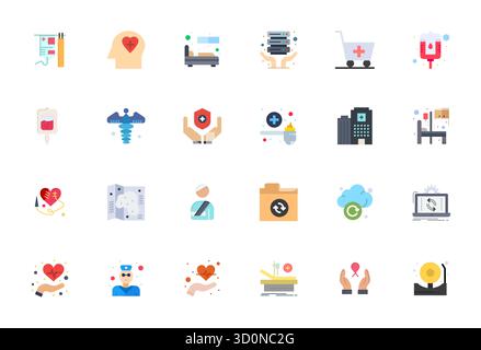 Débloquez 24 icônes vectorielles Flat Display Perfect inspirées par récupération, optimisées au format 128x128 pour un affichage impeccable sur tous les appareils. Illustration de Vecteur