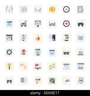 Ultime collection de 36 icônes vectorielles représentant Interactive in Flat Aesthetic, optimisée avec une résolution parfaite de 64x64 PIXELS pour un impact maximal. Illustration de Vecteur