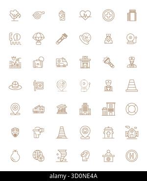 Boîte à outils complète de 42 icônes vectorielles sur le thème de l'urgence, développé en Bold Line avec 128x128 PIXELS précision parfaite pour l'application de conception polyvalente Illustration de Vecteur