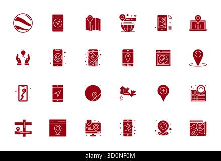Pack de pointe avec des icônes vectorielles alignées 24 pixels inspirées de Digital Map, créé dans un format rempli à 64 x 64 pour l'interfa de nouvelle génération Illustration de Vecteur