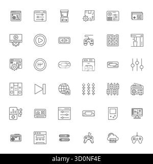 Ensemble sophistiqué de 36 icônes vectorielles Bold Line pour les contrôles, conçu avec 256x256 Grid Fitted Clarity pour les applications professionnelles. Illustration de Vecteur