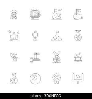 Collection premium de 16 icônes vectorielles Thin Line pour gagner, méticuleusement conçues en résolution ajustée 64x64 Grid pour un impact visuel supérieur. Illustration de Vecteur