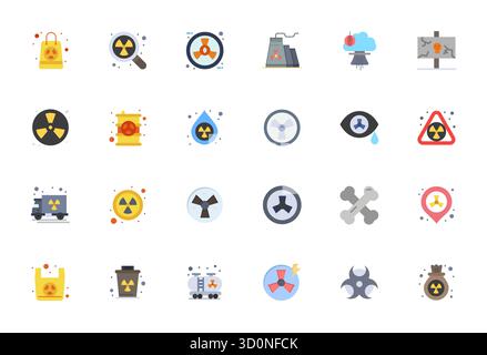 Soigneusement sélectionnés 24 icônes vectorielles plates pour radioactif, avec affichage haute résolution résolution résolution parfaite pour une représentation cohérente de la marque et U. Illustration de Vecteur