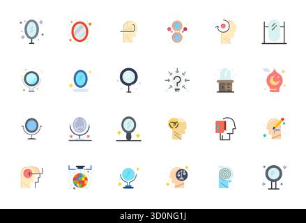 Améliorez vos projets avec 24 icônes vectorielles plates sur le thème de la réflexion, avec une résolution parfaite DE PIXEL haute résolution idéale pour nettoyer et profe Illustration de Vecteur