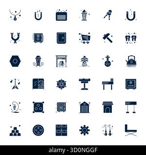 Collection ultime de 36 icônes vectorielles représentant Metal dans une esthétique remplie, optimisée avec une résolution optimisée 128x128 pixels pour un impact maximal. Illustration de Vecteur