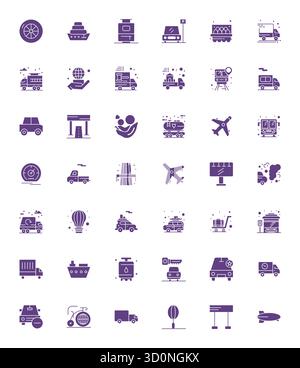 Ensemble révolutionnaire d'icônes vectorielles alignées de 42 pixels inspirées par le transport, créé dans un format rempli à la résolution Retina Ready pour un de pointe Illustration de Vecteur