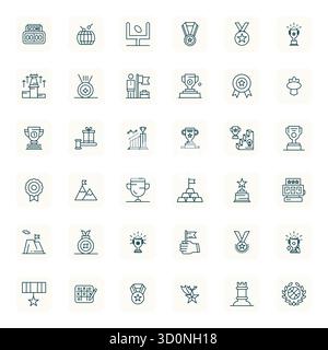 Magnifiquement rendu 36 Regular Bold Outline PIXEL icônes vectorielles parfaites pour gagner, créé à une résolution de 128x128 pour une cohérence visuelle époustouflante acr Illustration de Vecteur