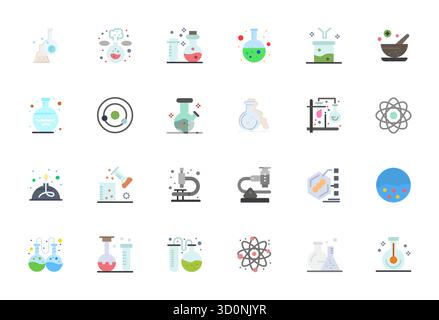 Pack prêt pour l'avenir de 24 icônes vectorielles sur le thème de Compound, présentant un design plat avec Retina Ready Detail clarté améliorée pour une pointe utilisateur innovante Illustration de Vecteur