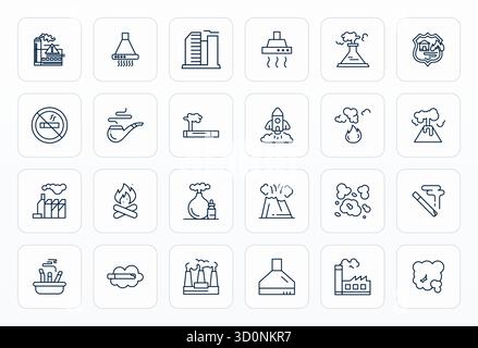 Pack distinctif d'icônes vectorielles parfaites de 24 PIXELS inspirées par la fumée, conçues en format Bold Line chez Retina prêt pour des expériences de marque mémorables. Illustration de Vecteur