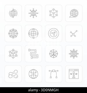 Collection exclusive de 16 icônes vectorielles Thin Line pour la liaison, développée avec une résolution optimisée par pixel haute résolution pour des expériences de marque premium Illustration de Vecteur