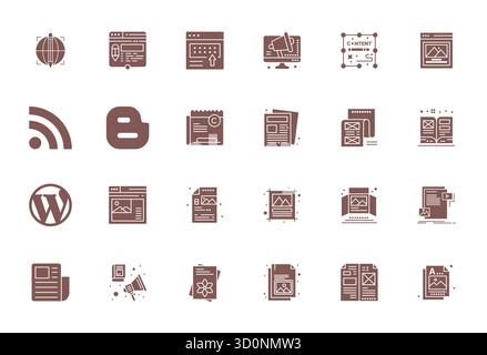 Bundle stratégique avec 24 icônes vectorielles représentant Publishing dans un format rempli, optimisé avec 256x256 PIXELS DE qualité parfaite pour wor professionnel Illustration de Vecteur