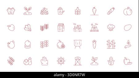 Icônes vectorielles 32 Thin Line conçues avec précision pour l'agriculture, conçues à Retina Ready Detail résolution améliorée pour une clarté et une évolutivité exceptionnelles Illustration de Vecteur