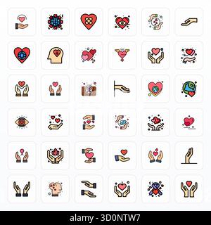 Pack ultramoderne avec 36 icônes vectorielles détaillées inspirées par compassion, créées au format Filled Line à haute résolution pour NEXT-GE Illustration de Vecteur