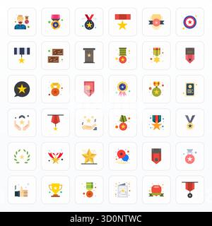 Améliorez vos projets avec 36 icônes vectorielles plates sur le thème de Commendation, avec détail haute résolution résolution améliorée idéale pour Clean et P. Illustration de Vecteur