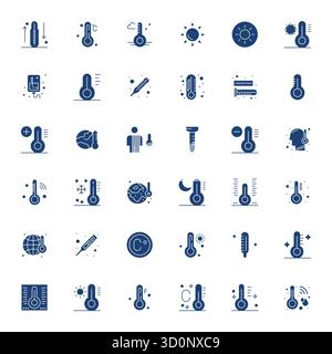 Ultime collection de 36 icônes vectorielles représentant thermomètre en esthétique remplie, optimisée avec Retina Ready Detail résolution améliorée pour maximu Illustration de Vecteur