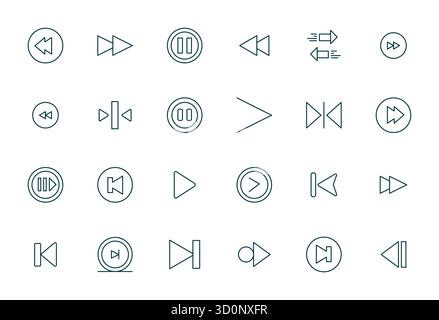 Collection exceptionnelle de 24 icônes vectorielles Bold Line pour Skip, livrée en résolution 256x256 Grid ajustée pour une excellence visuelle et un usabi inégalés Illustration de Vecteur