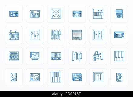 Collection exceptionnelle de 24 icônes vectorielles Bold Line pour Soundboard, livrée en résolution modifiable 256x256 pour une excellence visuelle inégalée et nous Illustration de Vecteur