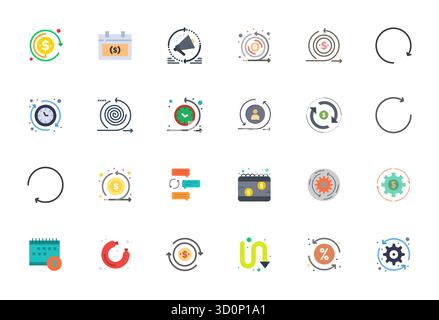 Soigneusement sélectionnés 24 icônes vectorielles plates pour Recurring, avec 256x256 Detail résolution améliorée pour une représentation cohérente de la marque et une expertise utilisateur Illustration de Vecteur