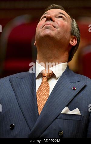 Bruxelles, Belgique. 24 octobre 2025. Grand-Duc de Luxembourg Guillaume V photographié lors d'une visite à la Chambre du Parlement fédéral à Bruxelles, vendredi 24 octobre 2025. Il s’agit de leur première visite à l’étranger depuis leur inauguration le 3 octobre 2025. BELGA PHOTO DIRK WAEM crédit : Belga News Agency/Alamy Live News Banque D'Images