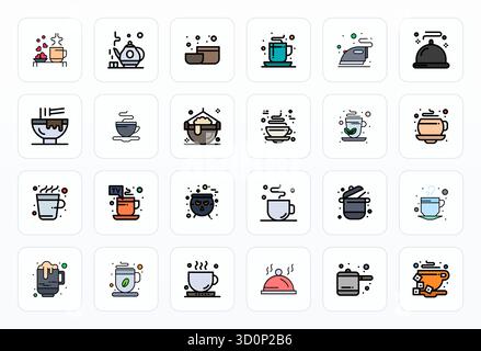 Explorez 24 icônes vectorielles alignées de pixels de ligne pleine en résolution 256x256 inspirées par la vapeur. Parfait pour les interfaces Web et d'application. Illustration de Vecteur