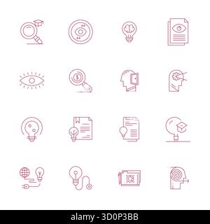 Collection avancée d'icônes vectorielles optimisées de 16 pixels inspirées par Insight, conçues en Thin Line avec une optimisation 128x128 pour une performance visuelle supérieure Illustration de Vecteur