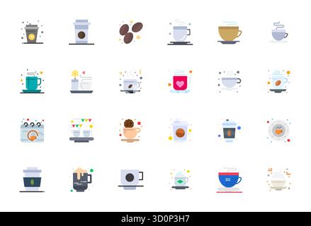 Débloquez 24 icônes vectorielles améliorées de Flat Detail inspirées par le café du matin, optimisées en format haute résolution pour un affichage sans faille sur tous les appareils. Illustration de Vecteur