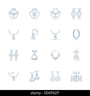 Collection contemporaine de 16 icônes vectorielles représentant pendentif en esthétique Thin Line, avec une résolution ajustée 64x64 Grid pour une application moderne Illustration de Vecteur