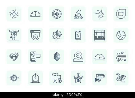 Collection haute performance de 24 icônes vectorielles Bold Outline régulières pour Motion, conçues avec une résolution alignée en pixels haute résolution pour une u optimale Illustration de Vecteur