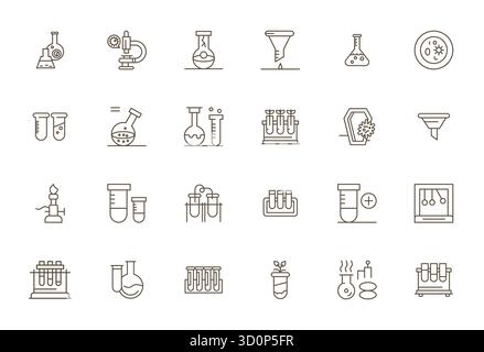Astucieusement conçu 24 Bold Line Display icônes vectorielles parfaites pour l'équipement de laboratoire, livré au format Retina Ready pour une excellence visuelle constante. Illustration de Vecteur