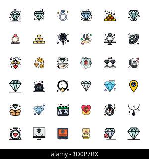Pack raffiné avec 36 icônes vectorielles remplies Flat Line pour précieux, optimisé avec la qualité modifiable Retina Ready pour un design élégant et fonctionnel Illustration de Vecteur