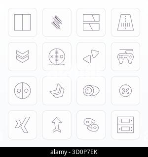 Collection exclusive de 16 icônes vectorielles Thin Line pour Dual, développée avec 128x128 Detail Enhanced Resolution pour des expériences de marque premium. Illustration de Vecteur