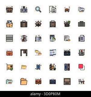 Intelligemment conçu 36 PIXELS icônes vectorielles parfaites inspirées par les documents, créé au format LineFilled à haute résolution pour un de intelligent et efficace Illustration de Vecteur