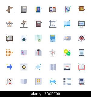 Boîte à outils complète de 36 icônes vectorielles sur le thème de Guide, développé en Flat avec une précision optimisée par pixel haute résolution pour une conception polyvalente ap Illustration de Vecteur