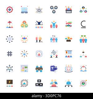 Professionnellement conçu 36 icônes vectorielles dans Flat, capturant l'essence du groupe avec une précision éditable 64x64 pour la conception d'interface utilisateur. Illustration de Vecteur