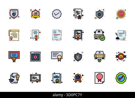 Collection haute performance de 24 icônes vectorielles remplies de ligne pour Licensed, conçu avec Retina Ready PIXEL résolution parfaite pour une interface utilisateur optimale Illustration de Vecteur