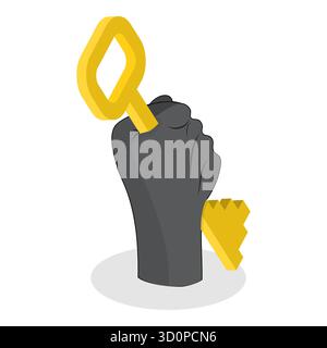 Ensemble plat isométrique 3D d'icônes de pirates informatiques, cybercriminalité. Point 1 Banque D'Images