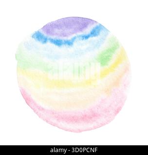 Cercle aquarelle coloré avec des nuances arc-en-ciel pastel et des transitions mélangées douces dans abstrait Banque D'Images