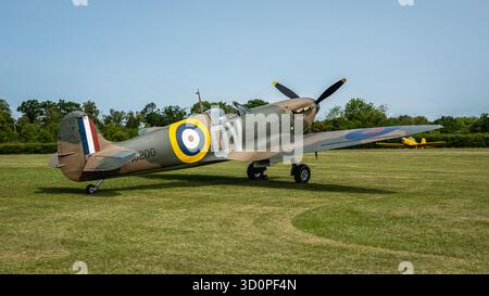 Supermarine Spitfire Mk.Ia N3200, en exposition statique au Shuttleworth Military Airshow tenu le 31 mai 2025. Banque D'Images