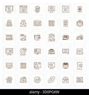 Explorez 36 icônes vectorielles éditables Bold Line en résolution 64x64 inspirées par l'apprentissage en ligne. Parfait pour les interfaces Web et d'application. Illustration de Vecteur