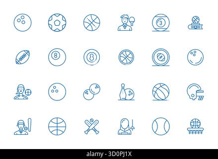 Soigneusement sélectionnés 24 icônes vectorielles Bold Line pour Sport Icon, avec une résolution optimisée 128x128 pixels pour une représentation cohérente de la marque et de l'utilisateur Illustration de Vecteur