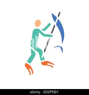 icône plate couleur de pêche au fer de lance pour les projets numériques et d'impression. Icônes nettes minimales pour les applications et les sites Web. Icônes simples modernes pour UI UX et branding Illustration de Vecteur