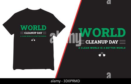 T-shirt World Cleanup Day, t-shirt, t-shirt World Cleanup Day 2025, t-shirt de mouvement World Cleanup Day, t-shirt Cleanup, Illustration de Vecteur