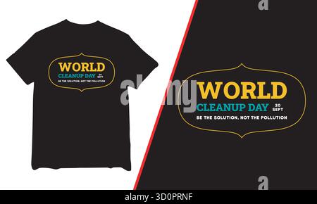 T-shirt World Cleanup Day, t-shirt, t-shirt World Cleanup Day 2025, t-shirt de mouvement World Cleanup Day, t-shirt Cleanup, Illustration de Vecteur
